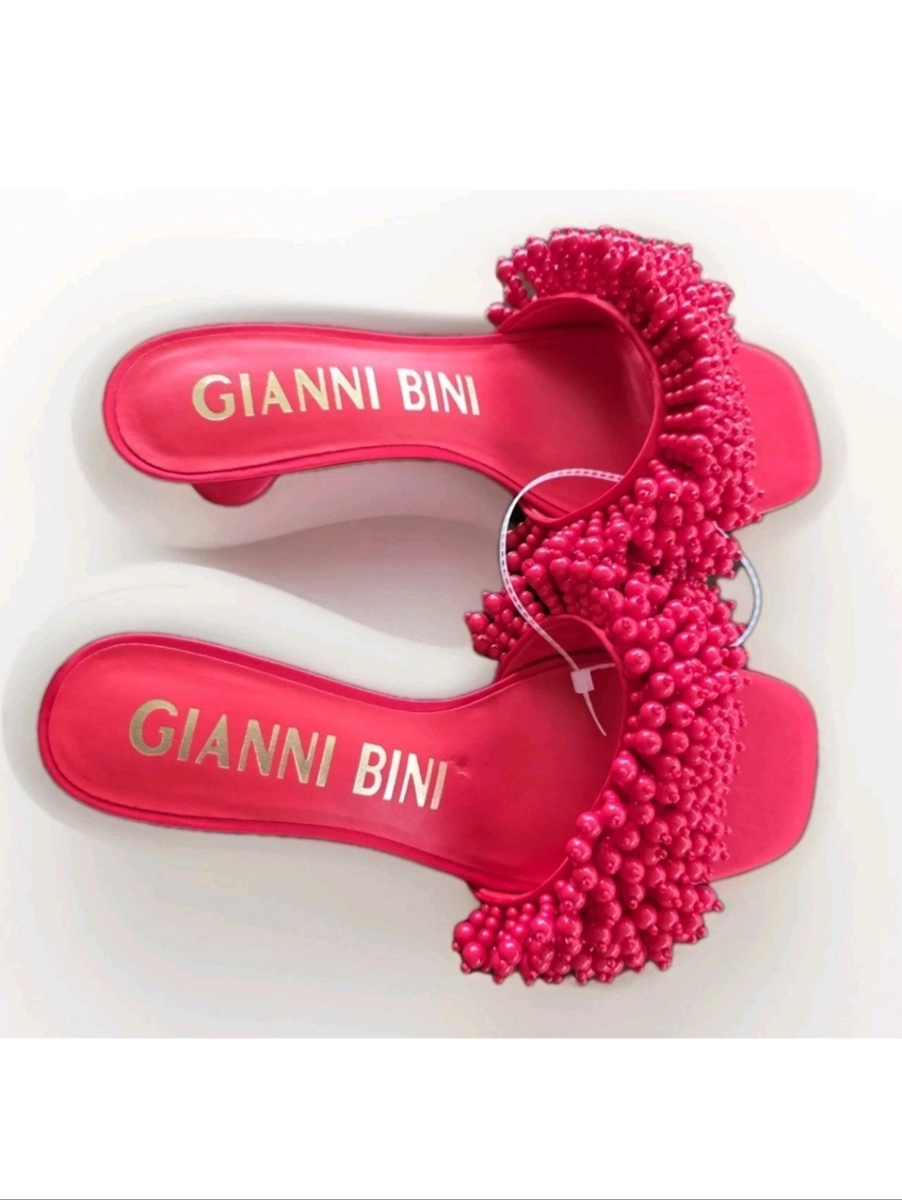 Gianni Bini Lonzo Beaded Square Toe Slide Sandals Red Sz 9 NWOB - Picture 5 of 12